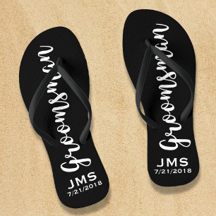 Groomsman Custom Wedding Favor Modern Monogram Thongs