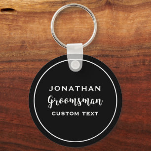 Groomsman Custom Wedding Favour Modern Monogram Key Ring