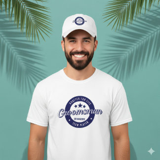 Groomsman Drafted for Life Blue Circular Crest T-Shirt