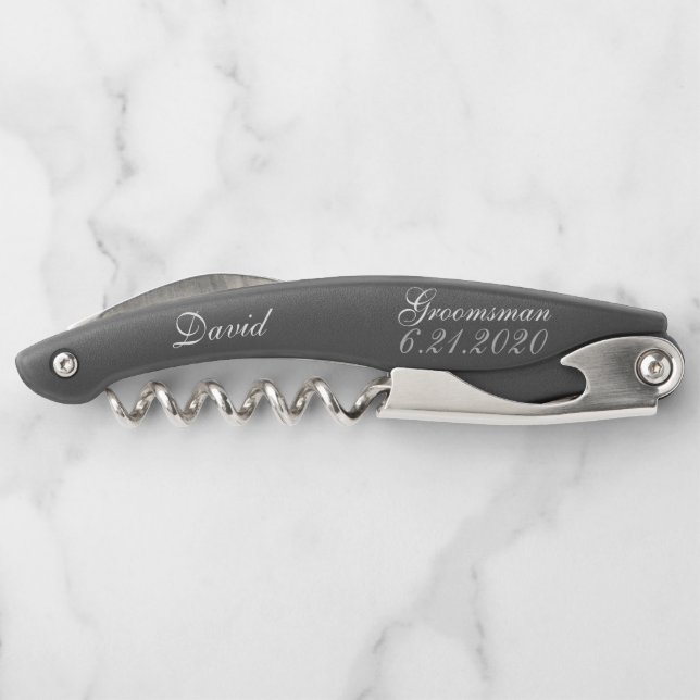 Groomsman Elegant Wedding Corkscrews (Back)