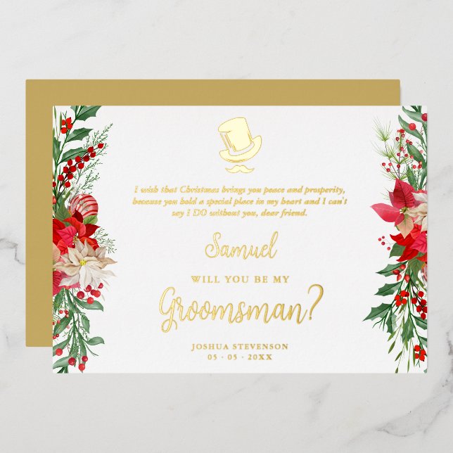 Groomsman Fancy Luxury Christmas Proposal Card (Front/Back)