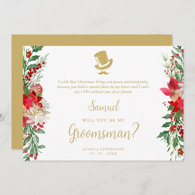 Groomsman Fancy Luxury Christmas Proposal Card (Front/Back)