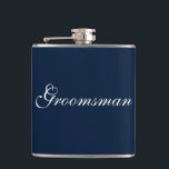 Groomsman Flask<br><div class="desc">Flask for the groomsman is shown in navy blue and white. 
Customise this item or buy as is.</div>