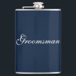 Groomsman Flask<br><div class="desc">Flask for the groomsman is shown in navy blue and white.
Customise this item or buy as is.</div>