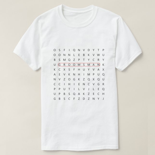 Groomsman Fun Wedding Word Search Bachelor Party T T-Shirt (Design Front)