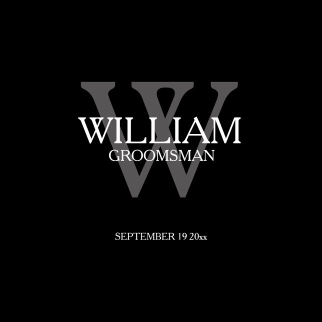 Groomsman Gift Classic White Grey Monogram Black Duffle Bag (Nice. He will love it.)