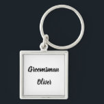 Groomsman Gift Custom Name Gifts Wedding Key Ring<br><div class="desc">Beautiful calligraphy, black and white Groomsman keychain. Perfect for Wedding favours.</div>