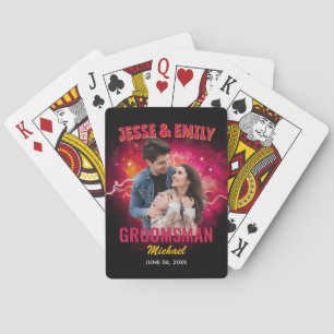 Groomsman Gift Custom Photo Retro Bootleg Y2K Playing Cards