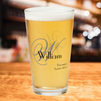 Groomsman Gift Elegant Monogram Name Date Beer
