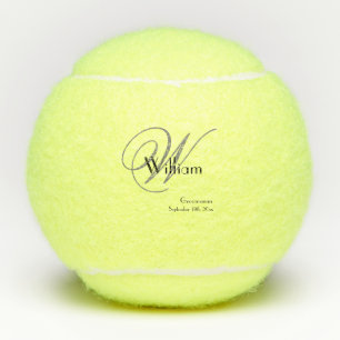 Groomsman Gift Modern Monogram Name Date Cute Cool Tennis Balls
