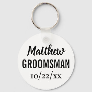 Groomsman Gift Modern Typography Wedding Key Ring