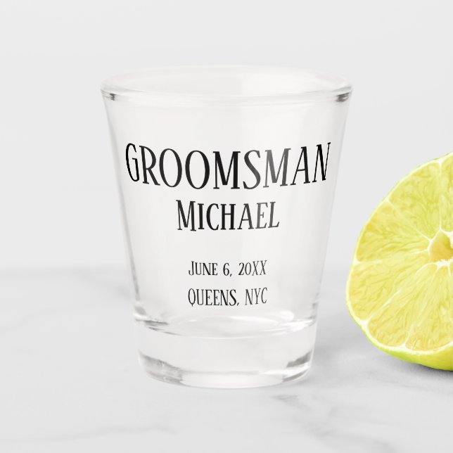 Groomsman Gift Personalised Shot Glass (Front)