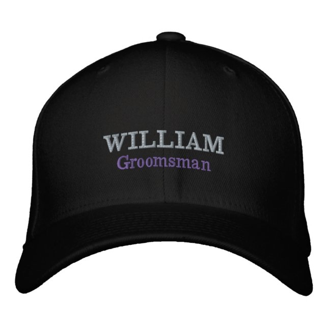 Groomsman Gift Script Name Cool Black Classic  Embroidered Hat (Front)