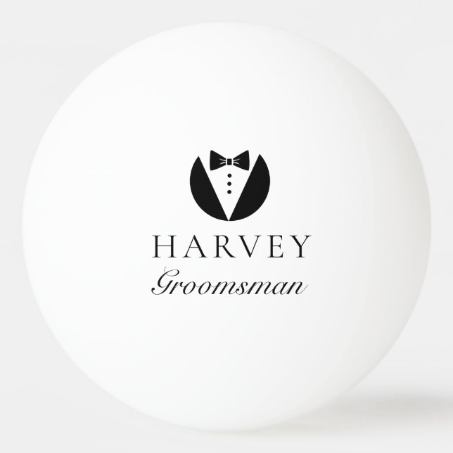 Groomsman Gift Simple Bow Tie Minimal Ping Pong Ball (Front)