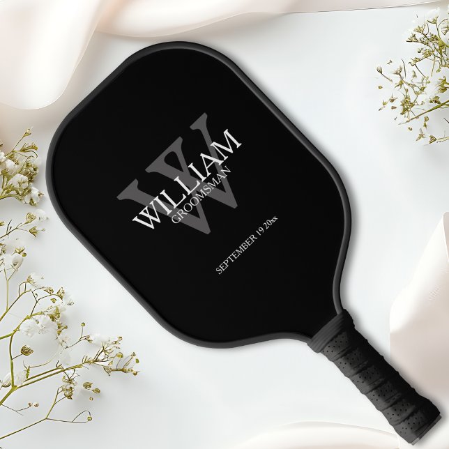 Groomsman Gifts - Custom Elegant Monogram Script  Pickleball Paddle (Fabulous Groomsman Gifts - Customized Elegant Monogram Script Pickleball Paddle.)