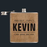 Groomsman Gifts-Wood Texture Print Hip Flask<br><div class="desc">Elegant groomsman. and best man wedding gists template. natural wood texture image of wood printed on flask.</div>