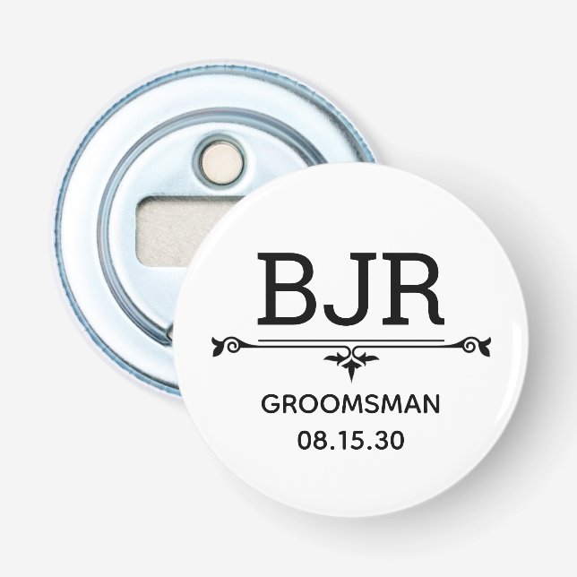 Groomsman Initials Bottle Opener (Front)