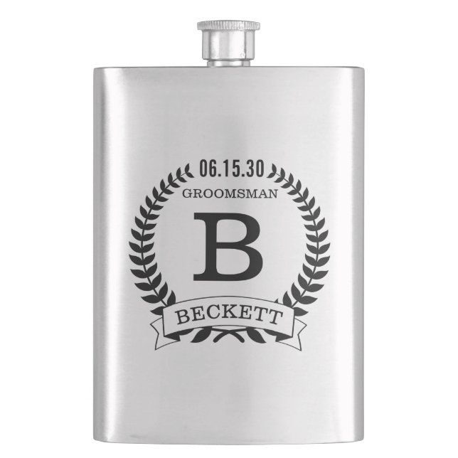 Groomsman Initials Hip Flask (Front)