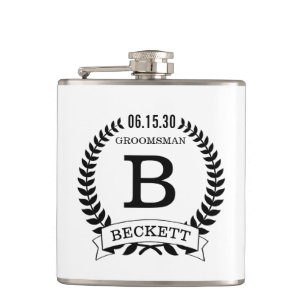 Groomsman Initials Hip Flask