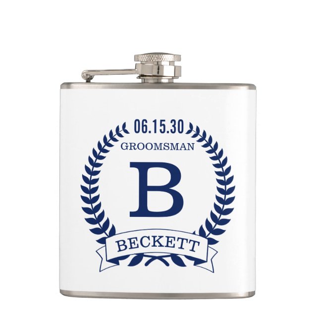 Groomsman Initials Hip Flask (Front)