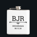 Groomsman Initials Hip Flask<br><div class="desc">This flask is a perfect favour for the groomsmen in your wedding. They will love that they are monogrammed. They'd be great for your bachelor weekend. Everyone will have their own flask to sip from as you hang out and party.</div>