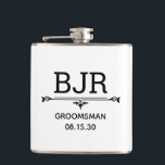 Groomsman Initials Hip Flask<br><div class="desc">This flask is a perfect favour for the groomsmen in your wedding.  They will love that they are monogrammed.  They'd be great for your bachelor weekend.  Everyone will have their own flask to sip from as you hang out and party.</div>