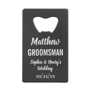 Groomsman Modern Typography Black Wedding