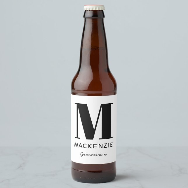 Groomsman Monogram Name Beer Bottle Label (Creator Uploaded)