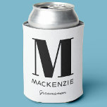 Groomsman Monogram Name Can Cooler<br><div class="desc">Modern typography minimalist monogram name design which can be changed to personalise. Perfect for thanking your Groomsman for all their help and support in making your wedding amazing.</div>