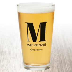 Groomsman Monogram Name Glass