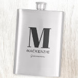 Groomsman Monogram Name Hip Flask<br><div class="desc">Modern typography minimalist monogram name design which can be changed to personalise. Perfect for thanking your Groomsman for all their help and support in making your wedding amazing.</div>