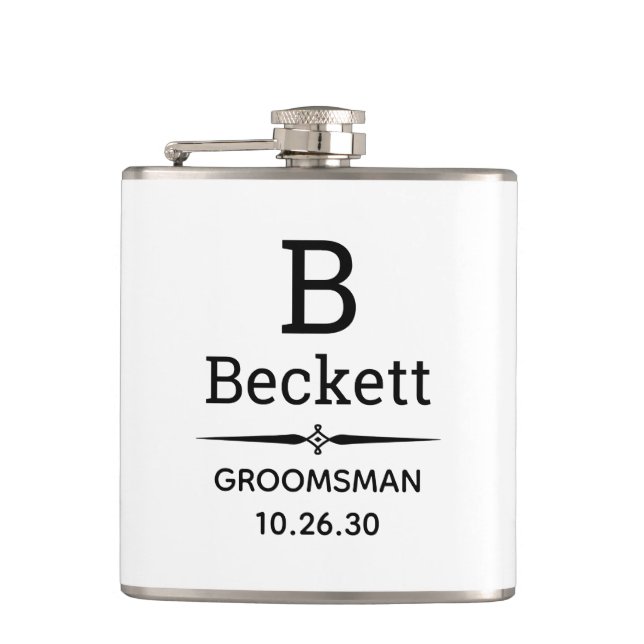 Groomsman Monogrammed Hip Flask (Front)