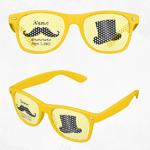 Groomsman Moustache and Top Hat Adult Party Retro Sunglasses