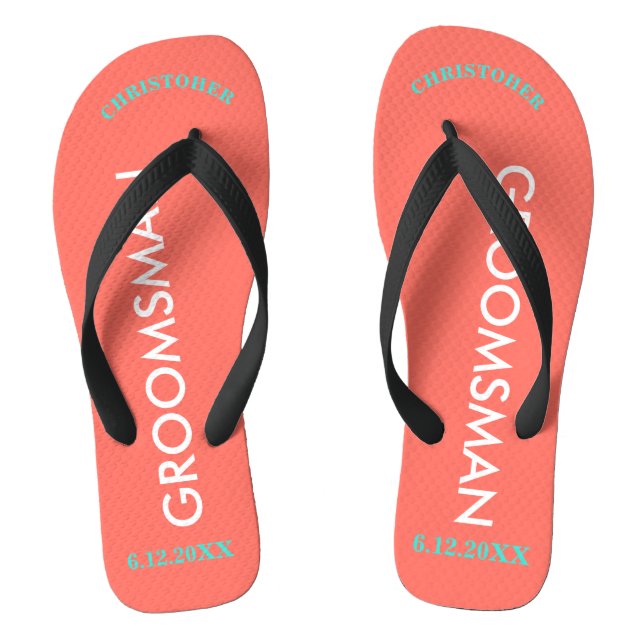 Groomsman NAME Coral Thongs (Footbed)
