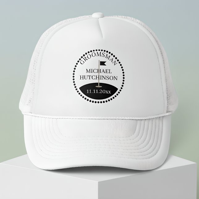 Groomsman Name Wedding Golf Trucker Hat (Creator Uploaded)