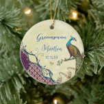 Groomsman Navy & Raspberry Vintage Peacock Ceramic Tree Decoration<br><div class="desc">Wedding Keepsake Love Birds Peacock Wedding Party Gifts. Wedding party keepsake,  groomsman gifts,  best man gifts.   Keepsake Photo of Team Groom on back for a unique wedding keepsake for your Team!</div>