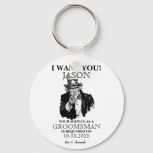 Groomsman or Best Man Proposal Invitation Key Ring