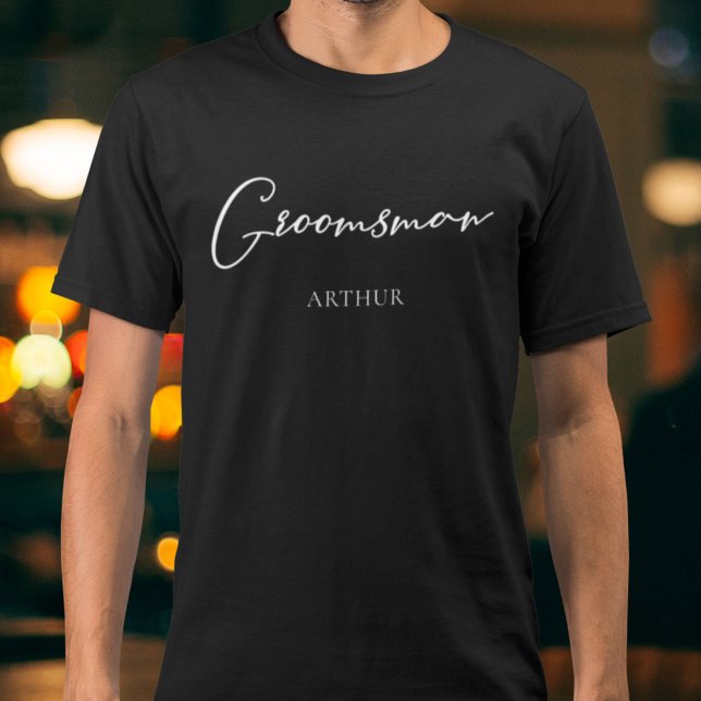 Groomsman Personalised Chic Modern Bachelor Party T-Shirt (Creator Uploaded)