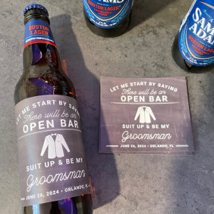 Groomsman Proposal Beer Bottle Label Set