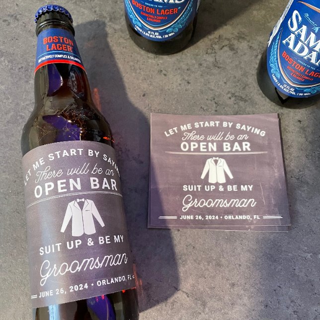 Groomsman Proposal Beer Bottle Label Set