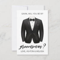 Groomsman Proposal Card, Black Tuxedo, Suit Jacket
