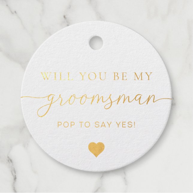 Groomsman Proposal Foil Favour Tag (Front)
