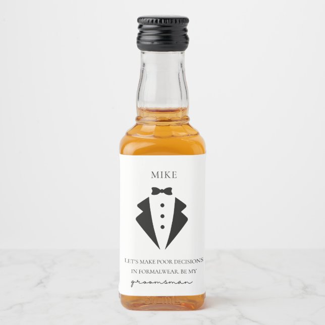 Groomsman Proposal  Liquor Bottle Label (Front)
