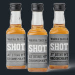 Groomsman Proposal Take a Shot Wedding Grey Wood Liquor Bottle Label<br><div class="desc">Get the wedding celebration started in style with funny groomsman proposal mini liquor bottle labels. Since they come in sets of six, an idea to add personalised names is to hand write with a white, grey or black pen. Design features a rustic grey faux wood background and stylish modern typography...</div>