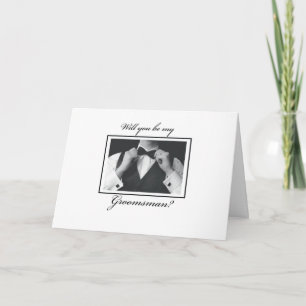 Groomsman Request Black, White Invitation