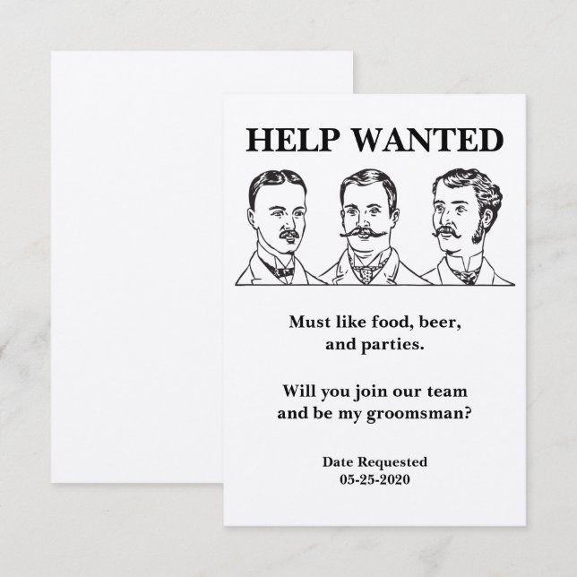 Groomsman Request Help Wanted Ad Invitation (Front/Back)
