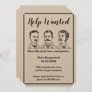 Groomsman Request Help Wanted Ad Invitation