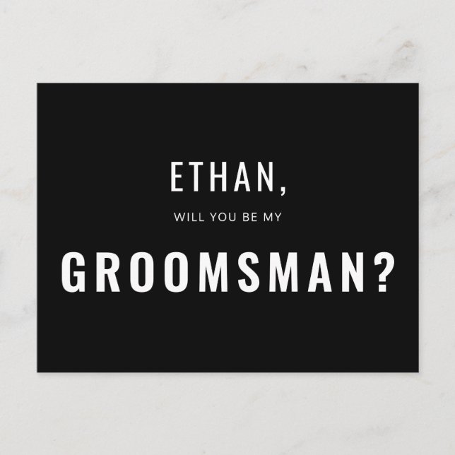 Groomsman Request Modern Simple Invitation Postcard (Front)