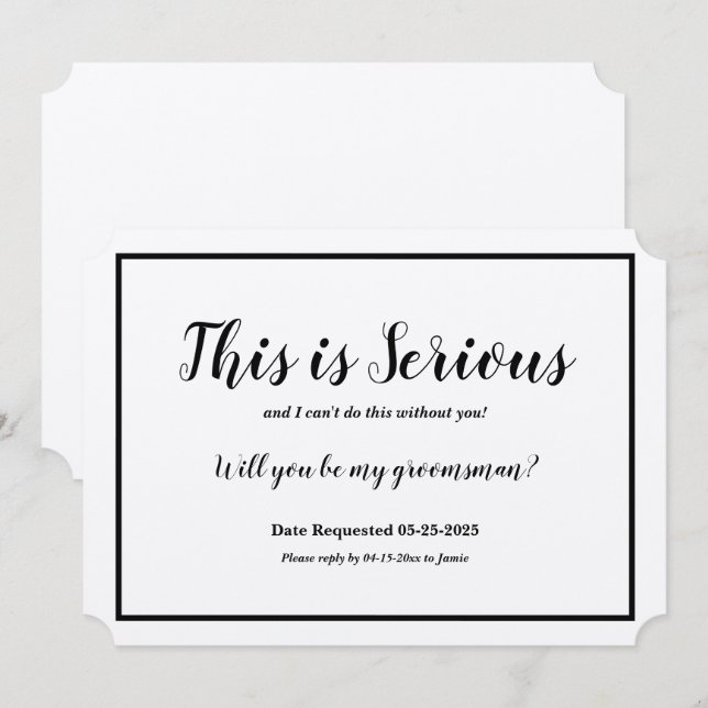 Groomsman Request This is Serious Invitation (Front/Back)
