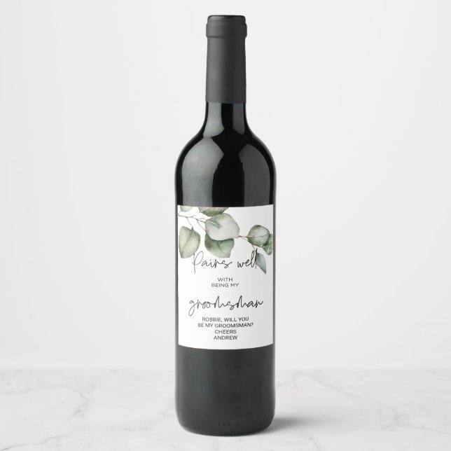 Groomsman Request Will You Be my Groomsman Groom W Wine Label (Front)